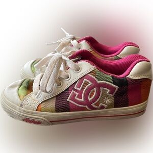 DC Chelsea Charm J Low Skate Shoe Pink Plaid Girls Size 11